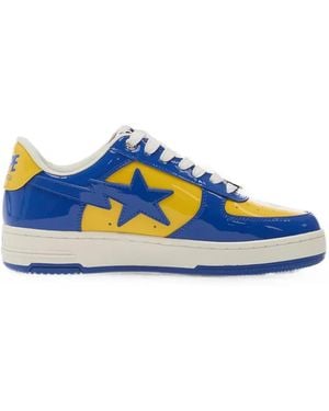 A Bathing Ape Bape Sta Patent Leather Trainers - Blue