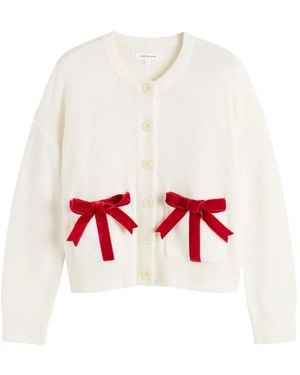 Chinti & Parker Vest Met Fluwelen Strik - Wit