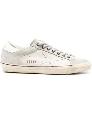 Golden Goose Super-Star Distressed Leather Trainers - White