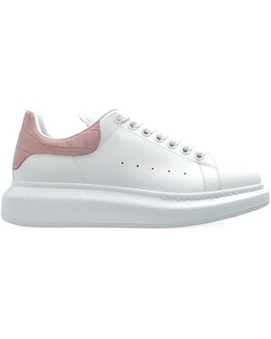 McQueen Oversized Leather Crocodile-Effect Heel Trainers - White