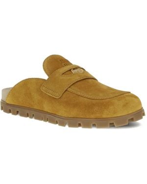 Miu Miu Mules En Daim À Mors - Brown
