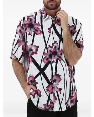 Patrizia Pepe Floral-Print Short-Sleeve Shirt - Black