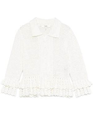 Chloé ラッフルヘム クロシェ カーディガン - ホワイト