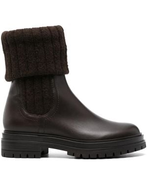 Gianvito Rossi Tenney Ribbed-Knit Chelsea Boots - Black
