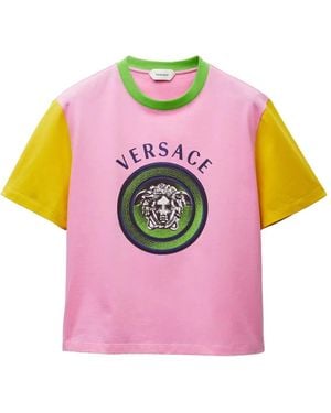 Versace Printed Cotton-Jersey T-Shirt - Pink