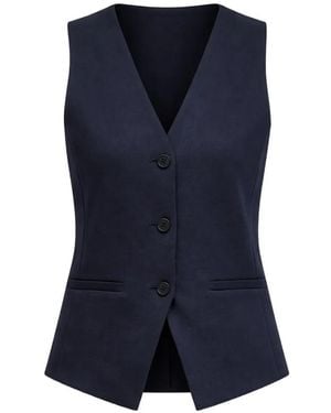 Weekend by Maxmara Buttoned V-Neck Waistcoat - Blue