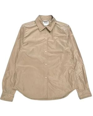 Aspesi Press-Stud Curved-Hem Shirt - Natural