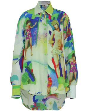 Amir Slama Camisa Estampada - Azul