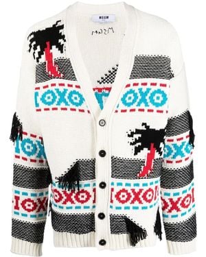 MSGM Cárdigan en intarsia - Blanco