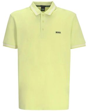 BOSS Striped-Trim Polo Shirt - Yellow