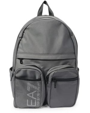 EA7 Logo-Detail Multi-Pocket Backpack - Gray