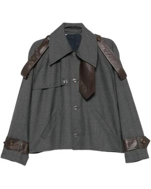 SONIA CARRASCO Contrast-Panel Button-Up Coat - Black