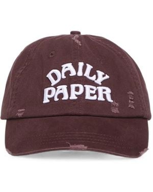 Daily Paper Distressed Logo-Embroidered Baseball Cap - Purple