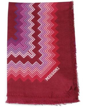 Missoni Zigzag-Print Fringed Scarf - Red