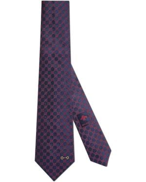 Gucci Gg Silk Jacquard Tie - Purple