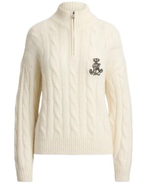Ralph Lauren Cable-Knit Half-Zip Sweater - White