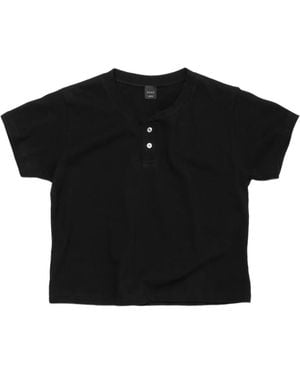 Leset Henley Cotton T-Shirt - Black