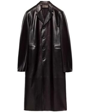 Prada Manteau En Cuir Nappa - Black