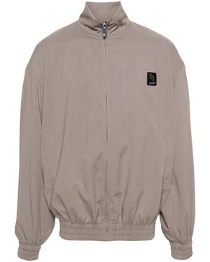 Gcds Logo-Appliqué Drop-Shoulder Jacket - Gray