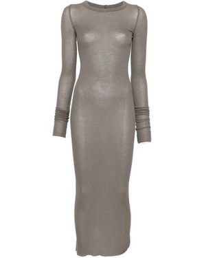 Rick Owens Ribbed Midi Dress - Gray