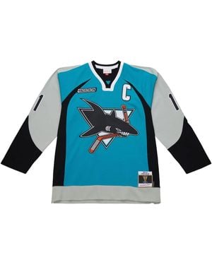 Mitchell & Ness Nhl Sharks 1999 Owen Nolan "teal" ジャージ - ブルー