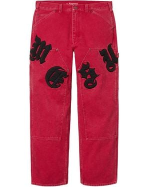 Supreme Pantalones Old English Canvas Double Knee Painter "SS 25 - Rojo
