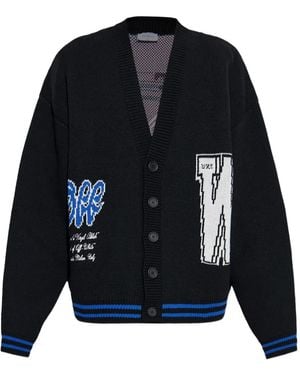 Off-White c/o Virgil Abloh Logo-Knit Cardigan - Blue