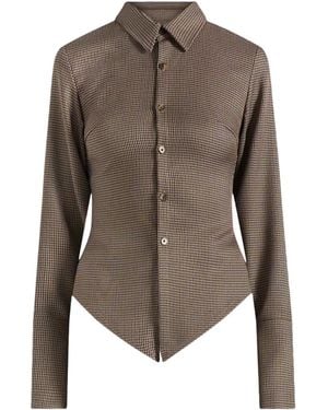Manière De Voir Sonia Houndstooth Cinch Shirt - Brown