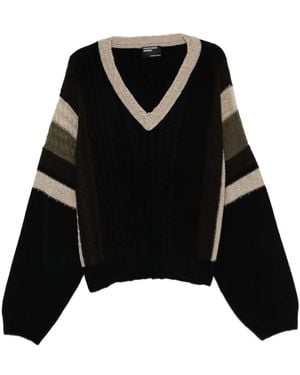 Enfants Riches Deprimes Kabelgebreide Trui Met V-Hals - Zwart