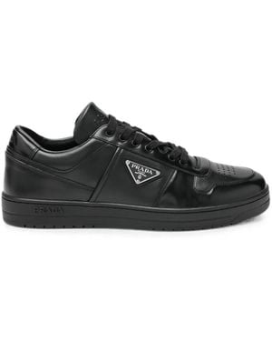 Prada Baskets Downtown En Cuir À Logo Triangle - Noir