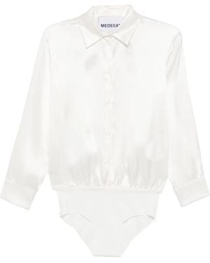 MEDEA Button-Up Silk Shirt - White