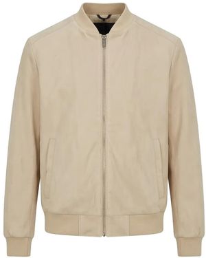 Tombolini Veste Bomber En Daim À Fermeture Zippée - Natural