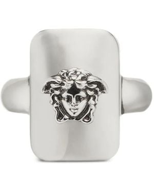 Versace Eckiger Ring mit Medusa-Kopf - Weiß