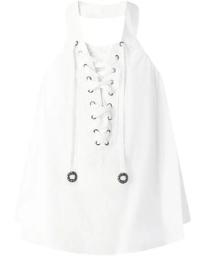 Pinko Lace-Detail Halterneck Blouse - White