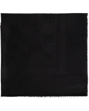 Max Mara Logo-Jacquard Frayed Scarf - Black