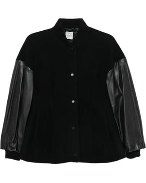 TOTEME Veste Bomber À Manches En Cuir - Noir