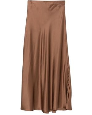 Ottod'Ame Satin-Rock Mit Diagonalschnitt - Braun