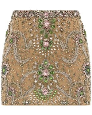 Philipp Plein Crystal-Embellished Tulle Mini Skirt - Natural