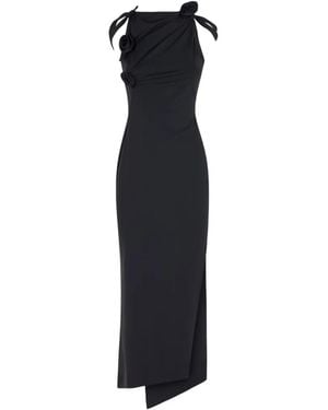 Coperni Asymmetrical Midi Dress With Rosette Detail - Blue