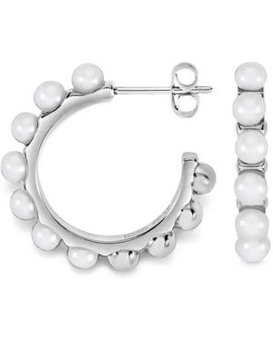 Dower & Hall Large Timeless Pearl-Embellished Hoop Earrings - White