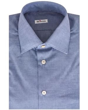 Kiton Camisa De Tejido De Espiga - Azul
