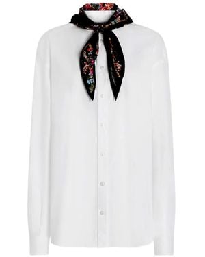 Dolce & Gabbana Poplin Shirt With Silk Scarf - White