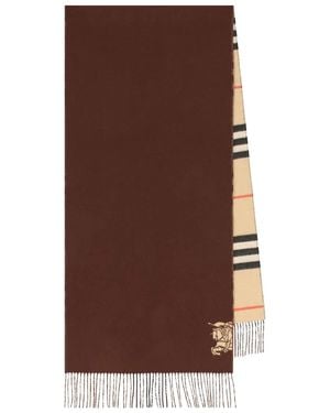 Burberry Knight-Logo Check Scarf - Brown
