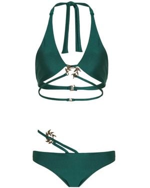 Amir Slama Bikini À Dos Nu Et Détail De Feuille - Vert