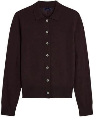 Soeur Hailey Button-Up Polo-Collar Cardigan - Purple