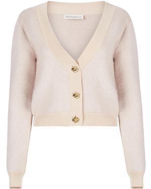 Nina Ricci Mohair Blend V-Neck Cardigan - Natural