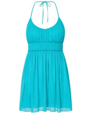Patrizia Pepe Ruched Halterneck Mini Dress - Blue
