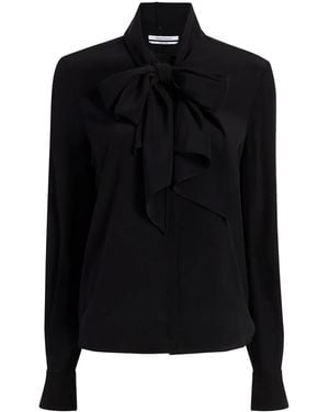 Another Tomorrow Pussy-Bow Silk-Crepe Blouse - Black