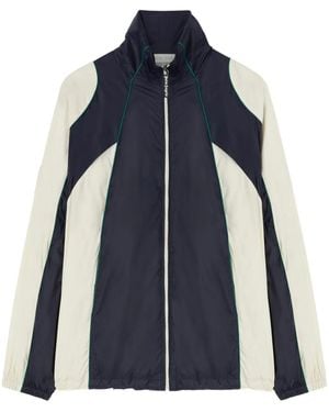 Palm Angels Curved Logo Printed Zipped Windbreaker - Blue