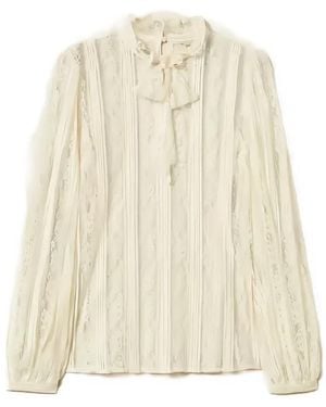 Twinset Lace-Panelled Pussy-Bow Blouse - White
